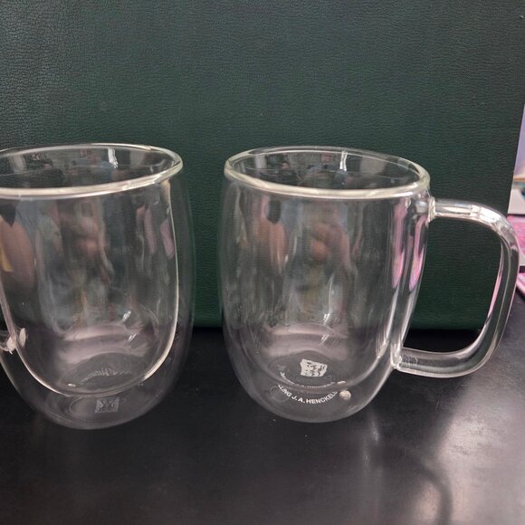 Zwilling J. A. Henckels Pair of Double Walled Clear Glass Espresso Mugs 3.5” - Picture 3 of 5